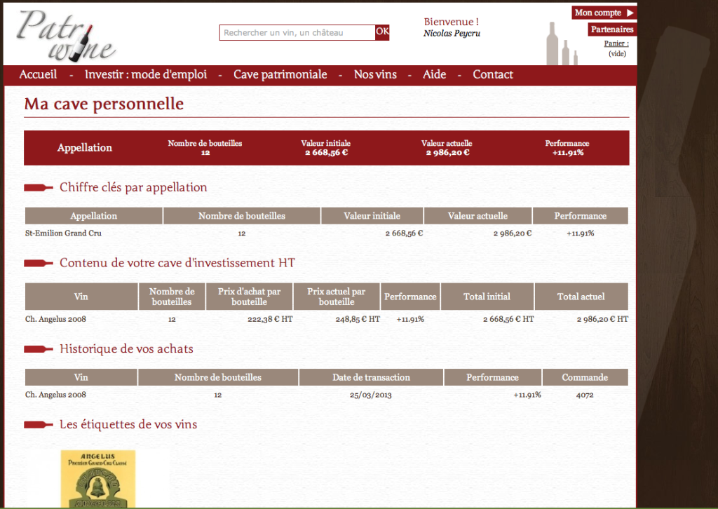 mon investissement en vin